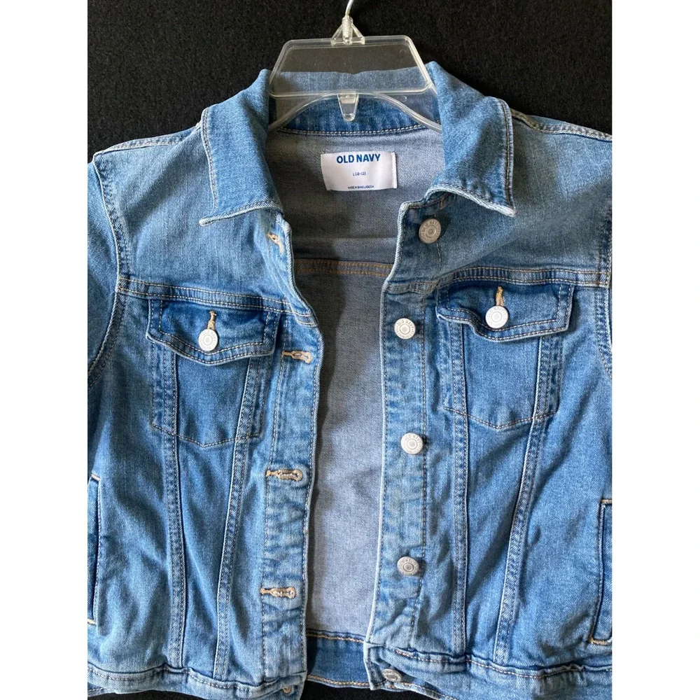 Old Navy Kids Blue Denim Trucker Jean Jacket Size L 10-12 Medium Wash Coat